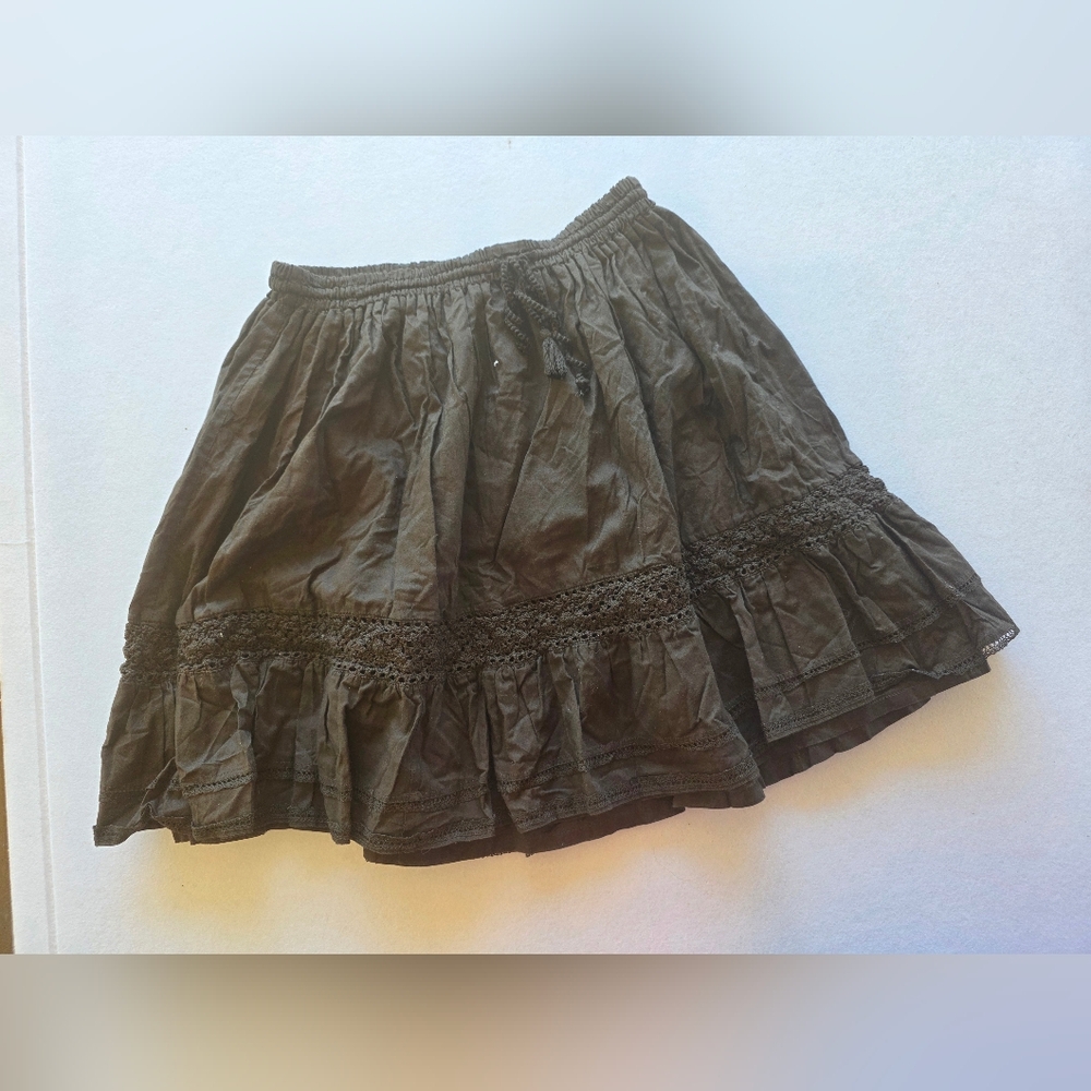 Loft Dark Brown Ruffled Mini Skirt